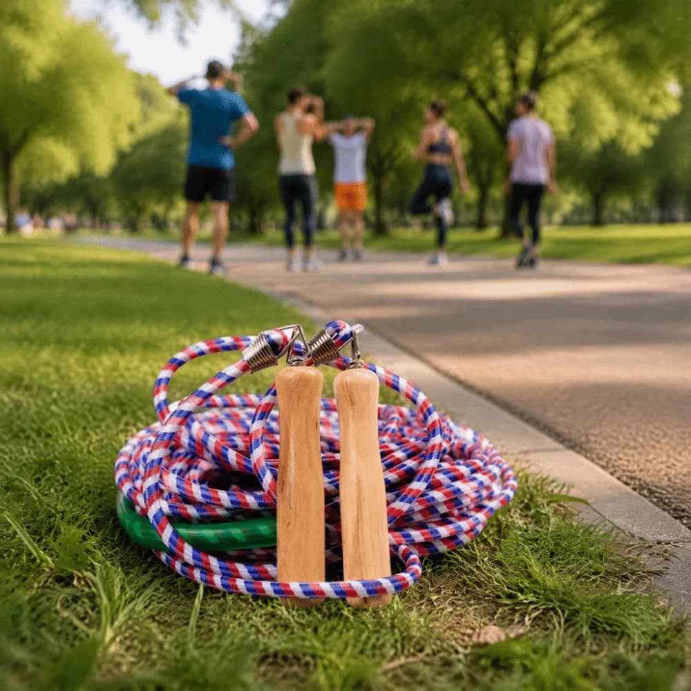 10m Length Long Jump Rope 32.8ft Length Wooden Handle Multiplayer Skipping Rope Multiplayer Design Long Size Long Skipping Rope