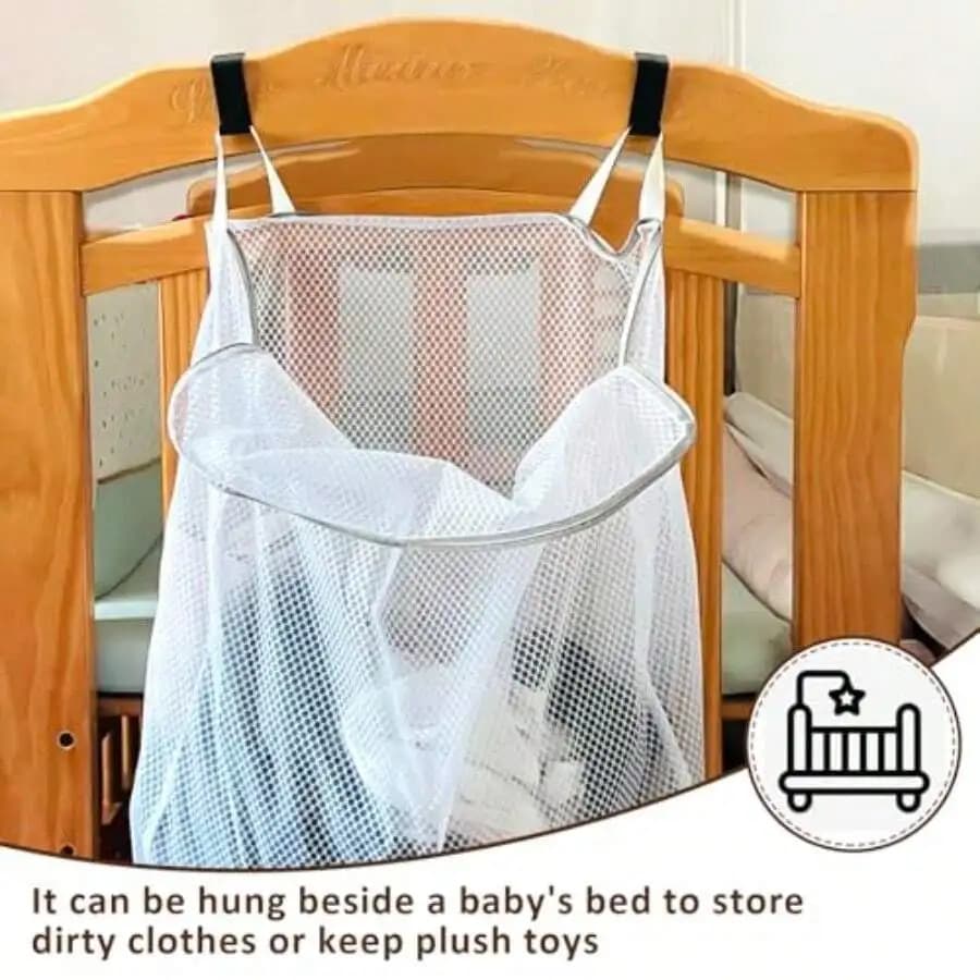 Hanging Washable Laundry Hamper Over Door Mesh Laundry Bag With 2 Hooks Tangle-Free Delicates Protector