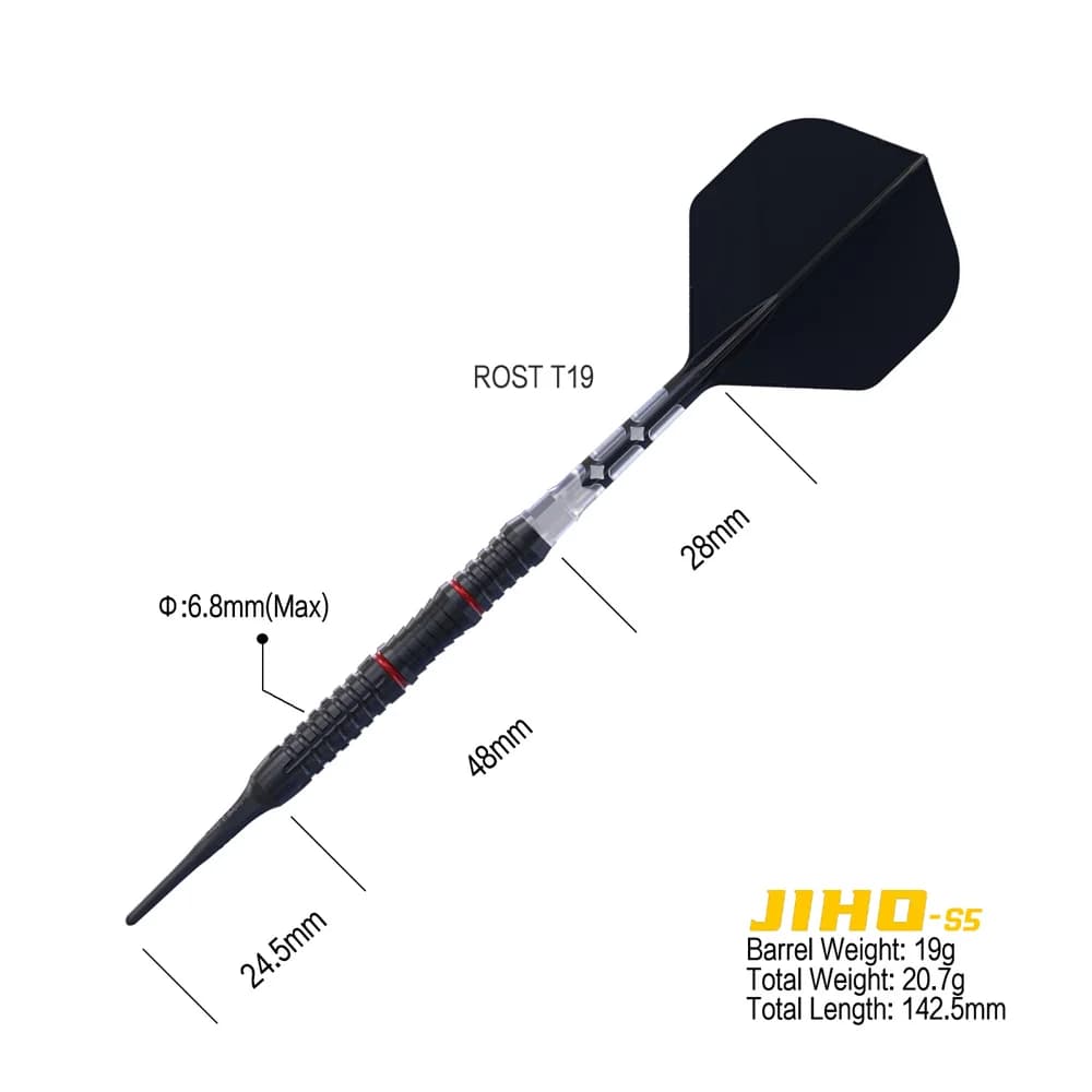 CUESOUL JIHO S5 Set di freccette con punta morbida al 90% di tungsteno con rivestimento in titanio-19 g