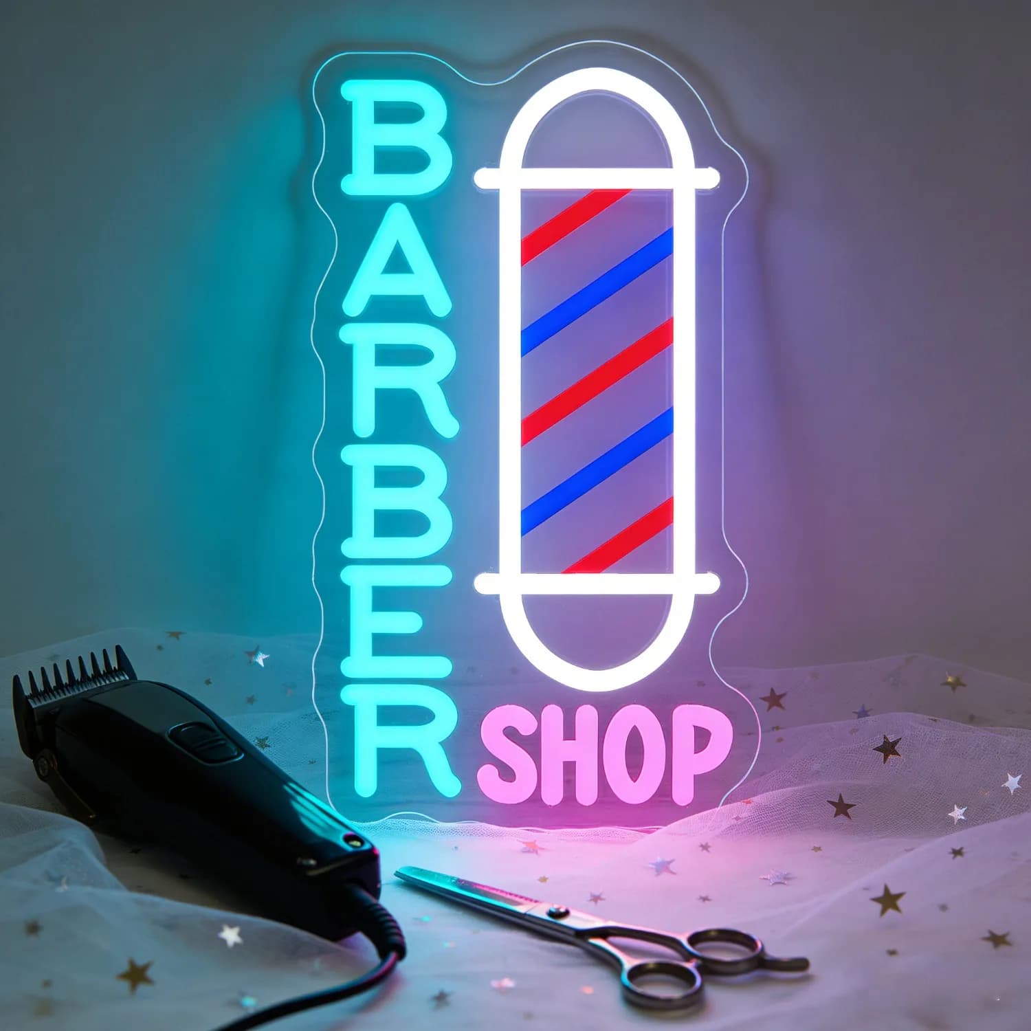 Insegna al Neon per Barbiere, Luce LED Dimmerabile Stile Vintage per Salone, Ufficio, Decorazione Barbiere, Regalo di Inaugurazione