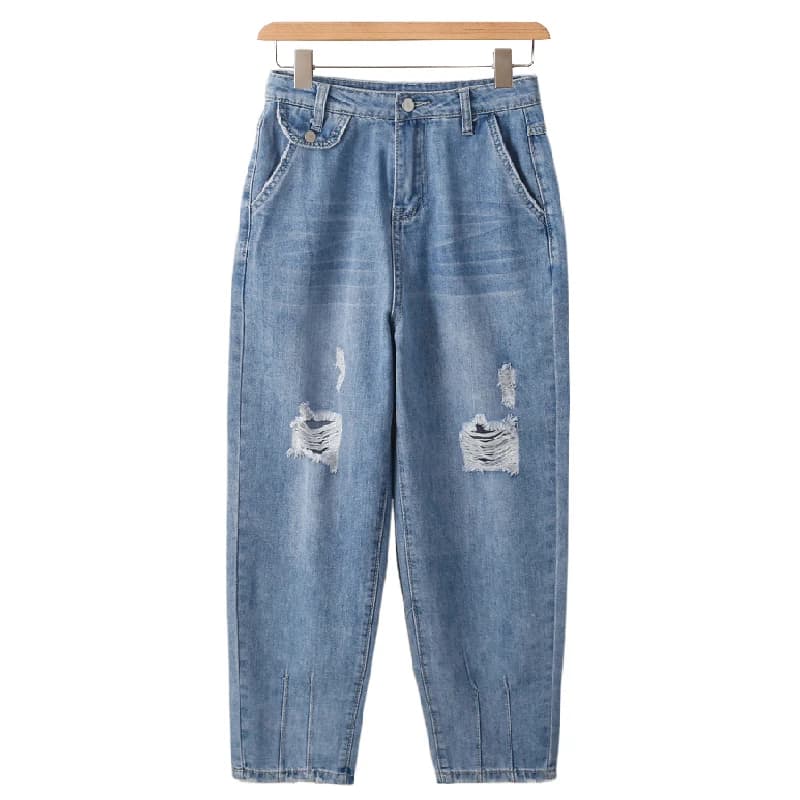 XKing Jeans Casual a Vita Alta da Donna, Nuovo Stile Primaverile, Pantaloni Harlan in Misto Cotone e Poliestere, Stile Streetwear