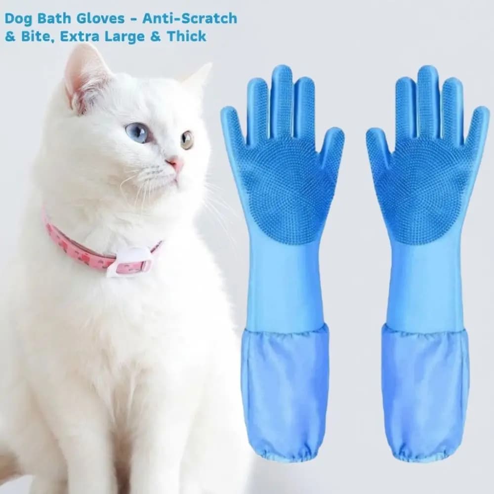 Soft Silicone Pet Grooming Cleaning Gloves Anti Bite Dog Massage Dog Cat Bathing Shampoo Glove Lengthen Bathing Cleaning Glove
