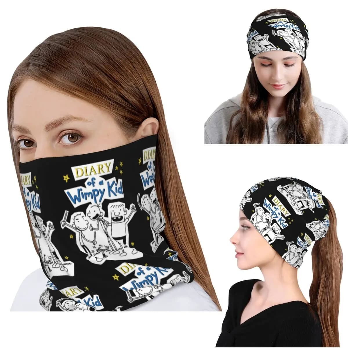 Diary Of A Wimpy Kid Wimpy Kid Group Bandana Copricollo Maschera Sciarpa Fascia per capelli multiuso Cappello Beanie per uomo donna adulto lavabile