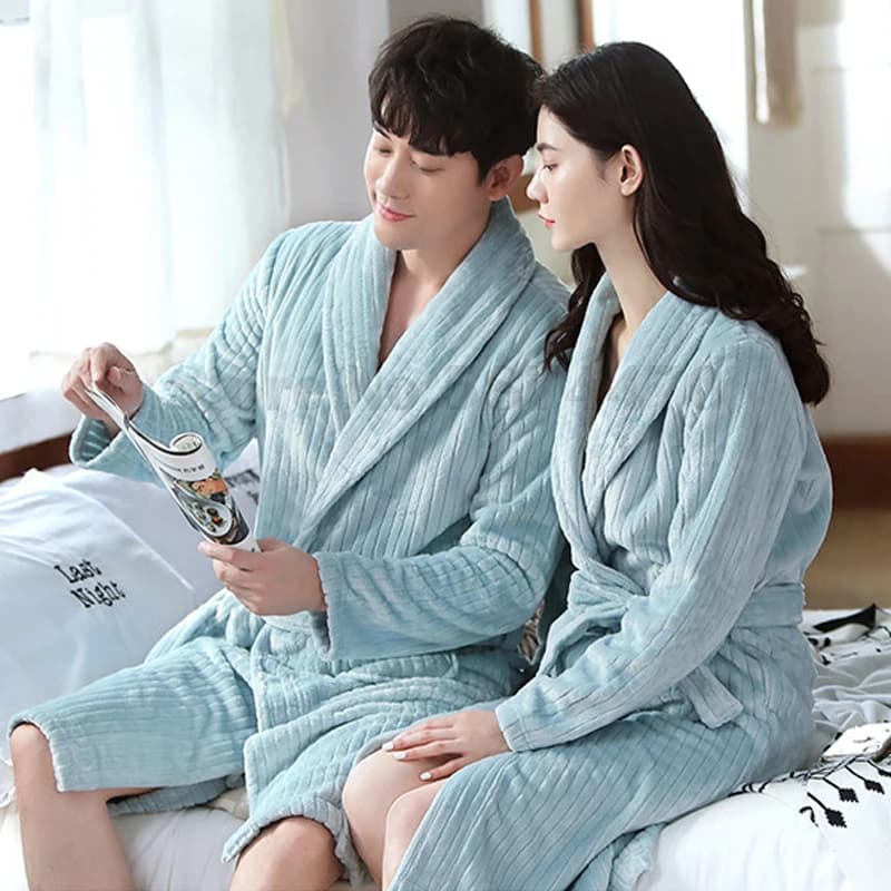 Winter flannel torque long dress Lounge Wear thickened Coral Fleece Sleepwear men Sexy robe loose dress Casual Warm Home Wear