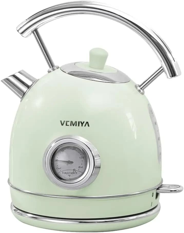 Bollitore elettrico da 1,7 litri, bollitura rapida, spegnimento automatico, interno in acciaio inossidabile, verde menta