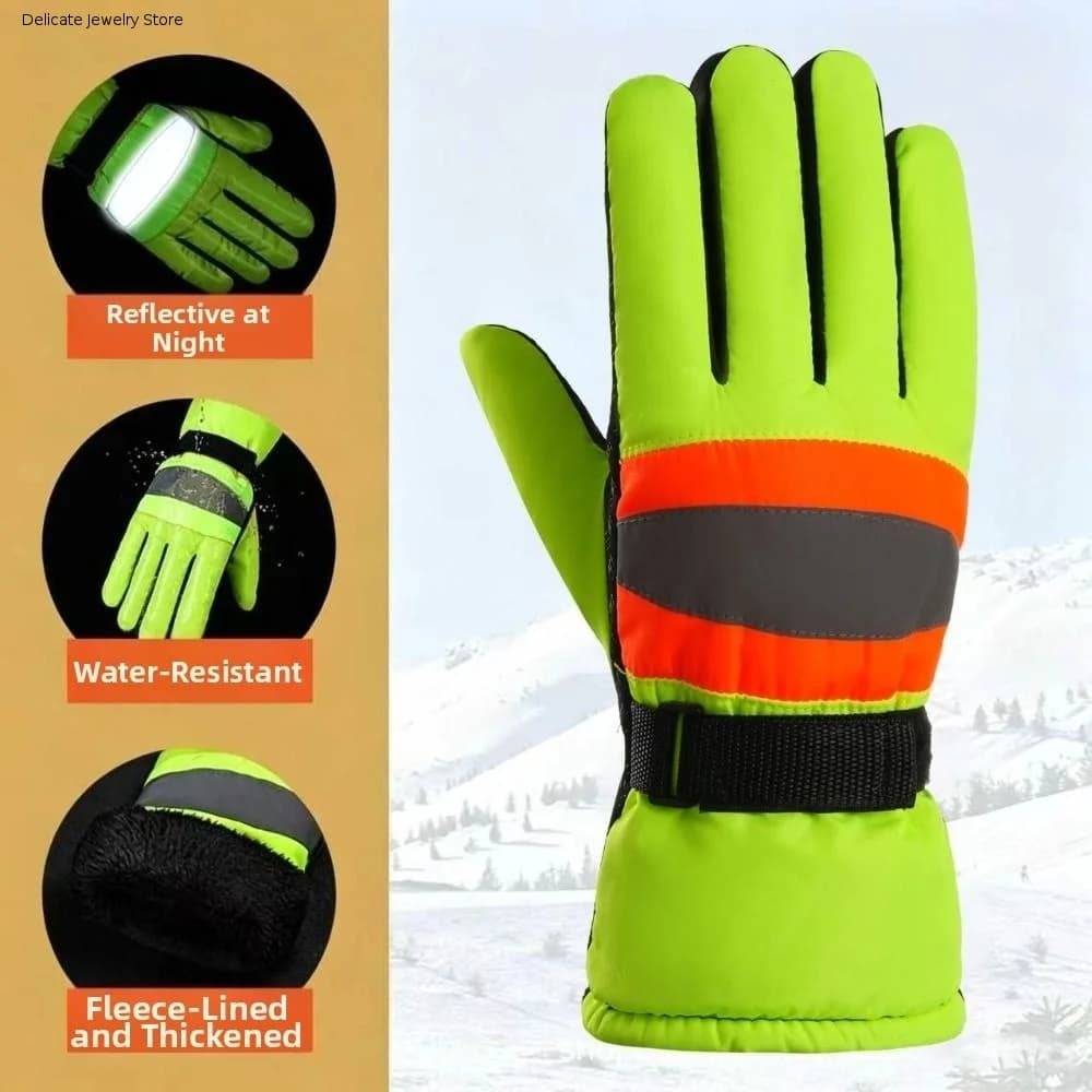 Reflective Sanitation Worker Gloves Touchscreen Wear-resistant Five-Finger Gloves Cold Proof Thicken Work Protective Gloves