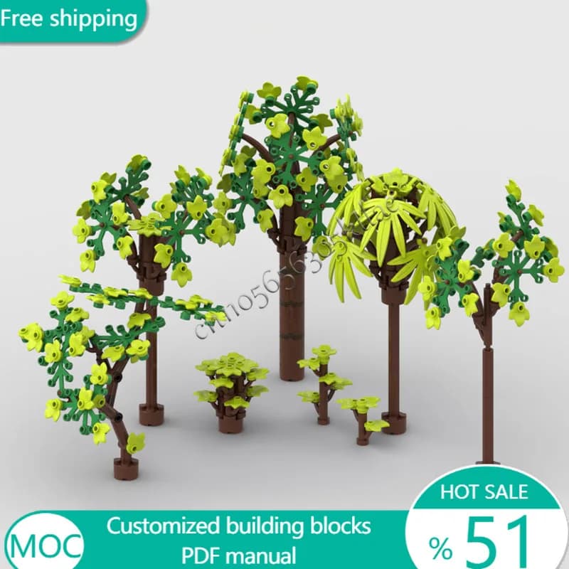 378 PCS Trees Plant Pack Design with MOC Customize Modular Building Block Creative Design Brick Model DIY Boy Holiday Toy Gifts