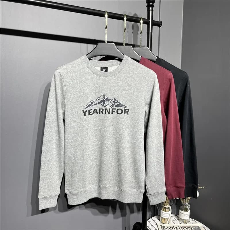 Peak of the Snow Mountain! Printed Quality! Men's Casual Long Sleeve round Neck Sweatshirt Comfortable Cotton Fleece Hoodie