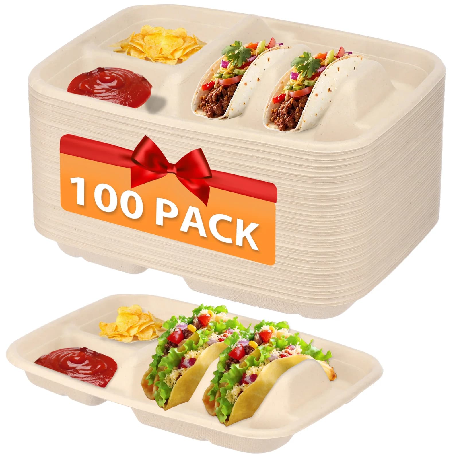 100/50Pcs Taco Holder Portable Taco Tray Stackable Taco Serving Plates Potato Chips Corn Roll Rack Burritos Rack Kitchen Gadget