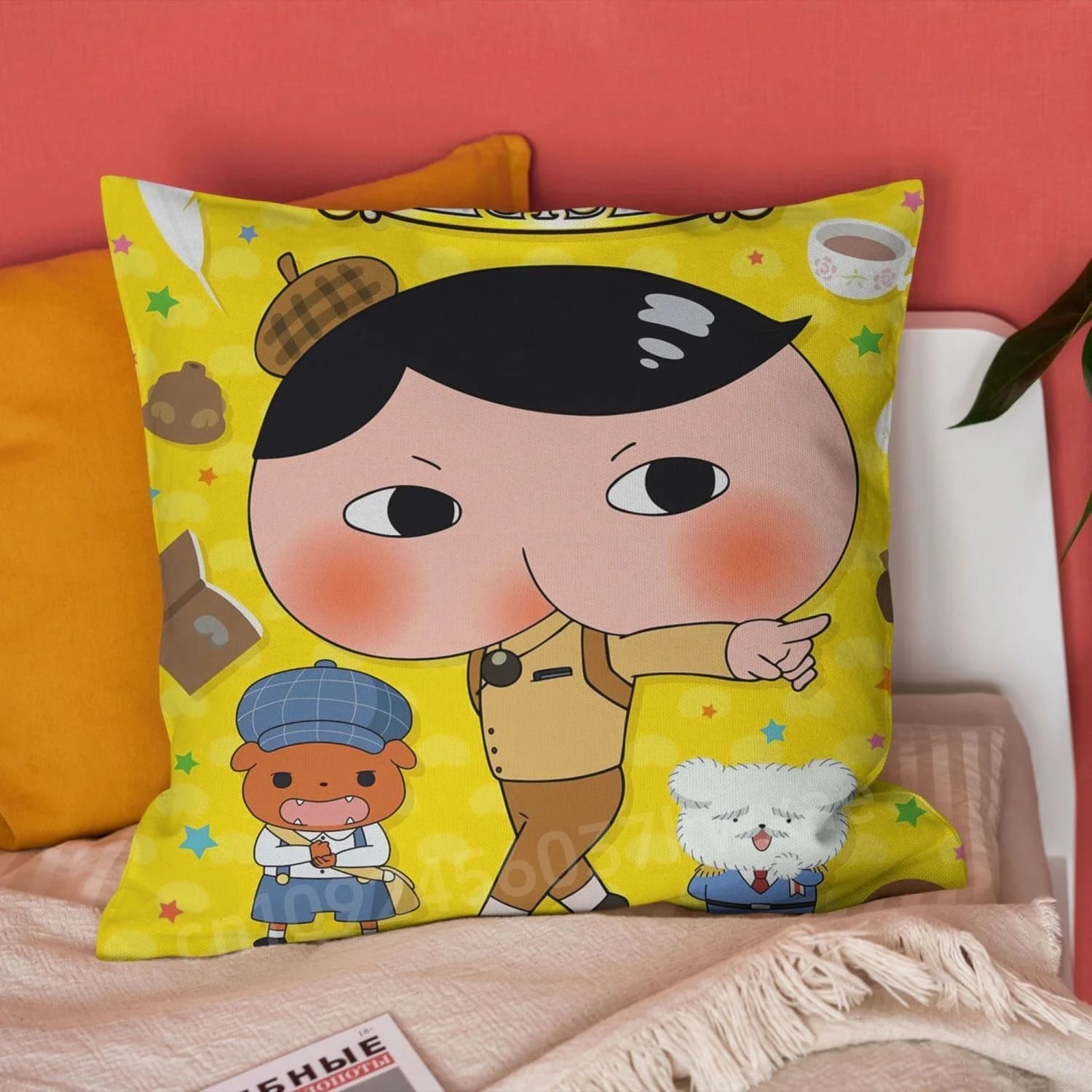 Federa per cuscino con stampa del detective del culo del fumetto giapponese, adatta per la decorazione domestica Tutto l'anno Federa per divani Copri cuscino