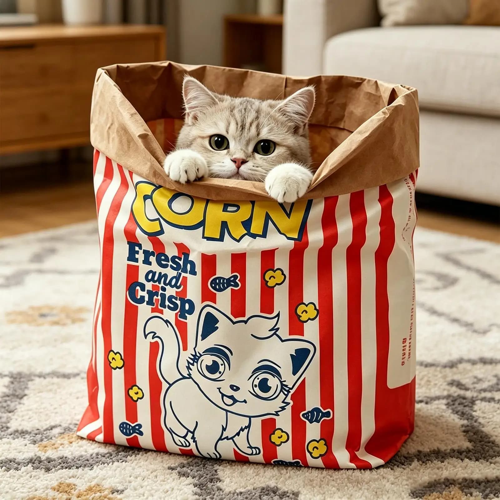 75X35CM Foldable Crinkle Cat Bag Interactive Cartoon Paper Pet Carrier for Kitten Small Dog Outdoor Travel Portable Cat House