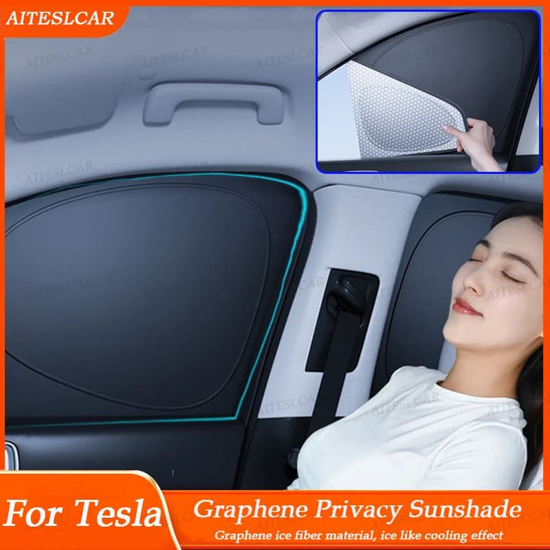 Per Tesla Model 3 Y Juniper Highland 2025-2020: Parasole Laterale Migliorato, Copertura Finestrino, Visiera Parasole Parabrezza, Protezione Privacy per Campeggio