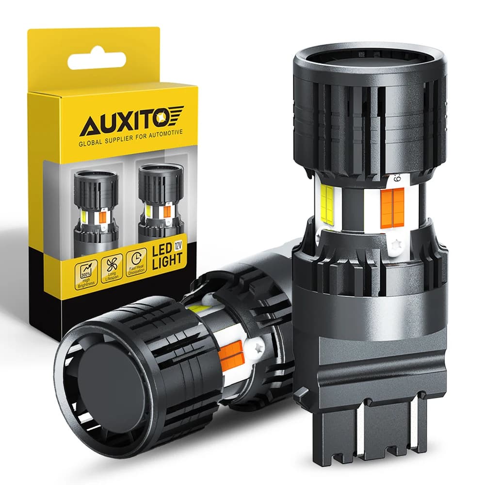 AUXITO 2 pz Turbo P27/7W T25 3157 lampadina a LED Canbus indicatore di direzione per auto lampada DRL doppio colore ambra giallo bianco Super luminoso