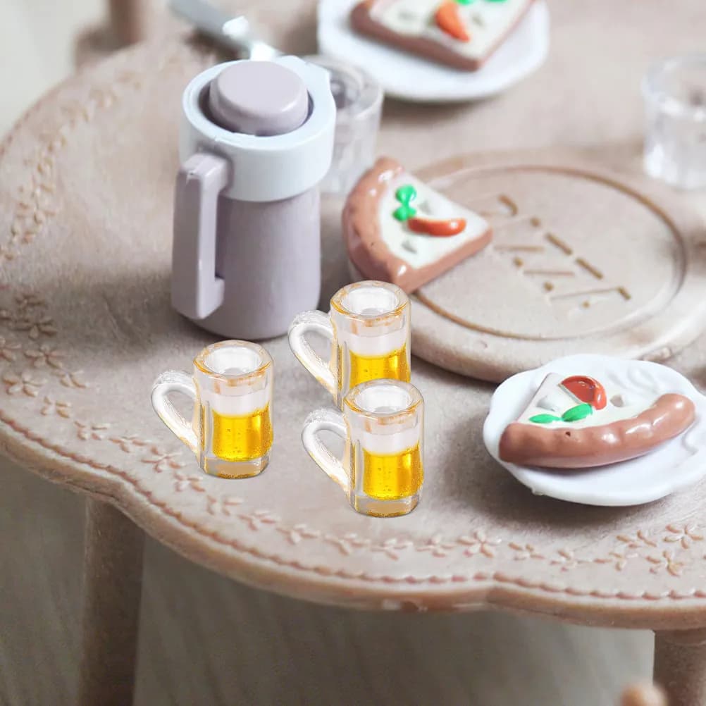 24 Pezzi Mini Tazze di Birra in Resina, Ornamenti Realistici per Miniature, Scenari Cucina, Micro Paesaggistica, Gioielli Fai-da-Te