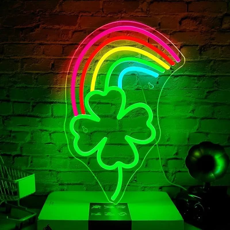 Insegna al Neon a Forma di Quadrifoglio, Luce LED USB, Insegna Neon a Cuore per Camera da Letto, Sala Giochi, Man Cave, Feste, Bar, Club, Garage, Negozio, Decorazione, Regalo
