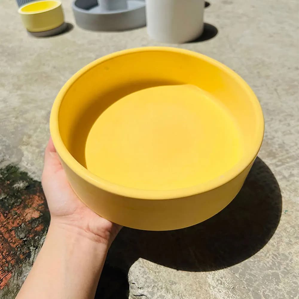 Stampo per vasi per piante da esterno Stampo per calcestruzzo Stampo per vasi per candele in cemento a strisce rotonde Stampo in silicone Stampo per colata per vasi di fiori grandi in terrazzo