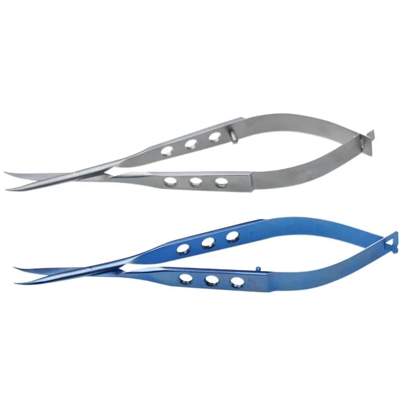 Forbici Oftalmiche in Acciaio Inox/Titanio con Punta Curva Smussata per Coniugnativa, Strumenti Oculistici