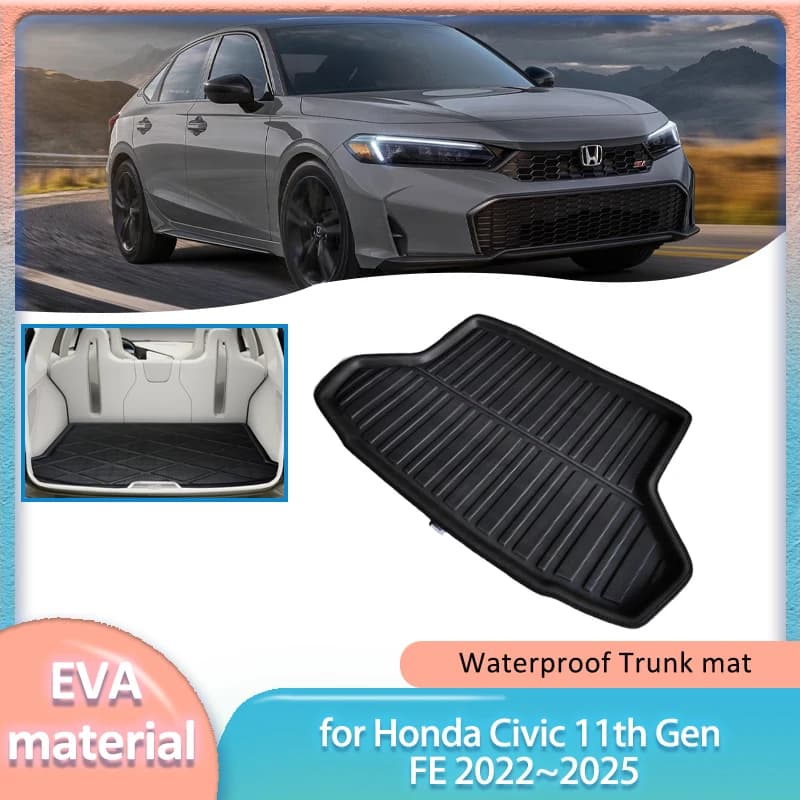 For Honda Civic 11th Gen FE 2022 ~ 2025 Bagrail of a car Zerbino Boot Liner Cargo Floor Bags Mat Cover Waterproof Pad Part Accessories