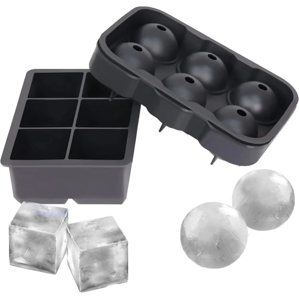 1 o 2 pezzi Vassoi per cubetti di ghiaccio Sfera in silicone Macchina per palline di ghiaccio per whisky con coperchi Stampi per cubetti di ghiaccio quadrati grandi per cocktail Bourbon