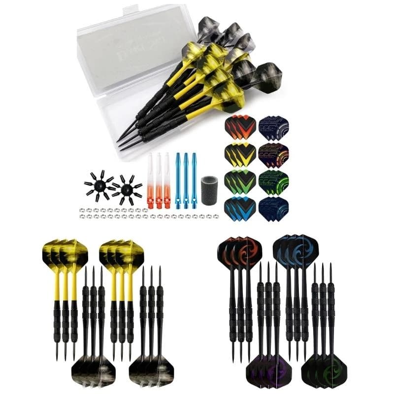 92ME 18g Steel Tip Metal Darts Set with Standard PET Flight, Iron Darts Nylon Shafts Steel Tip with Storage Box for Beginners