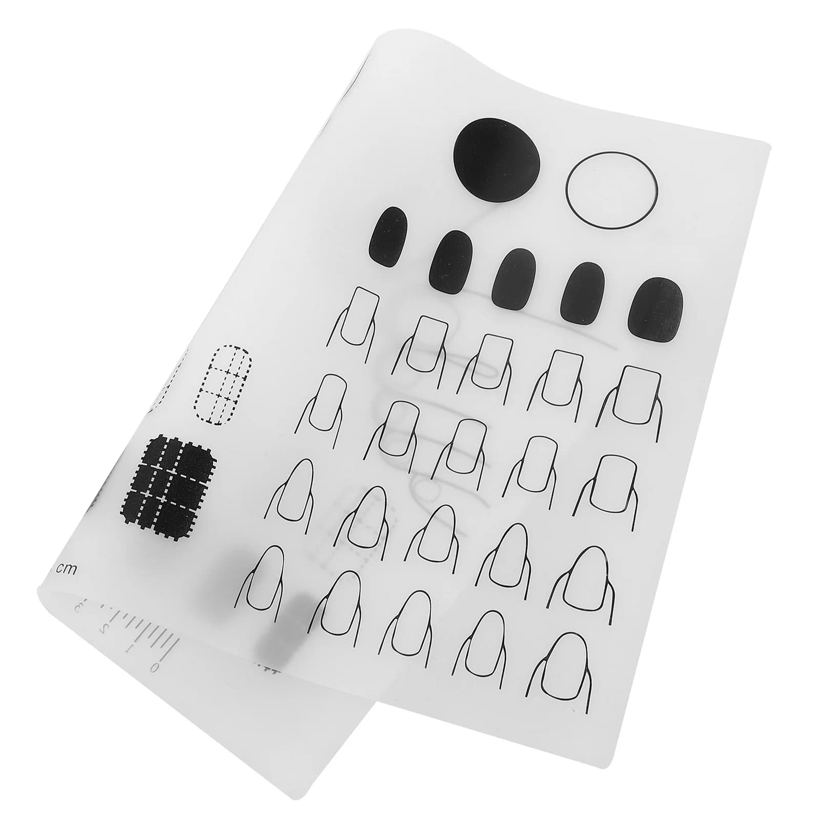 Tappetino per timbratura per nail art Piastra per timbratura in silicone Righello per area nera traslucida Tappetino per pratica di smalto per unghie Guida per adesivi Tappetino per manicure