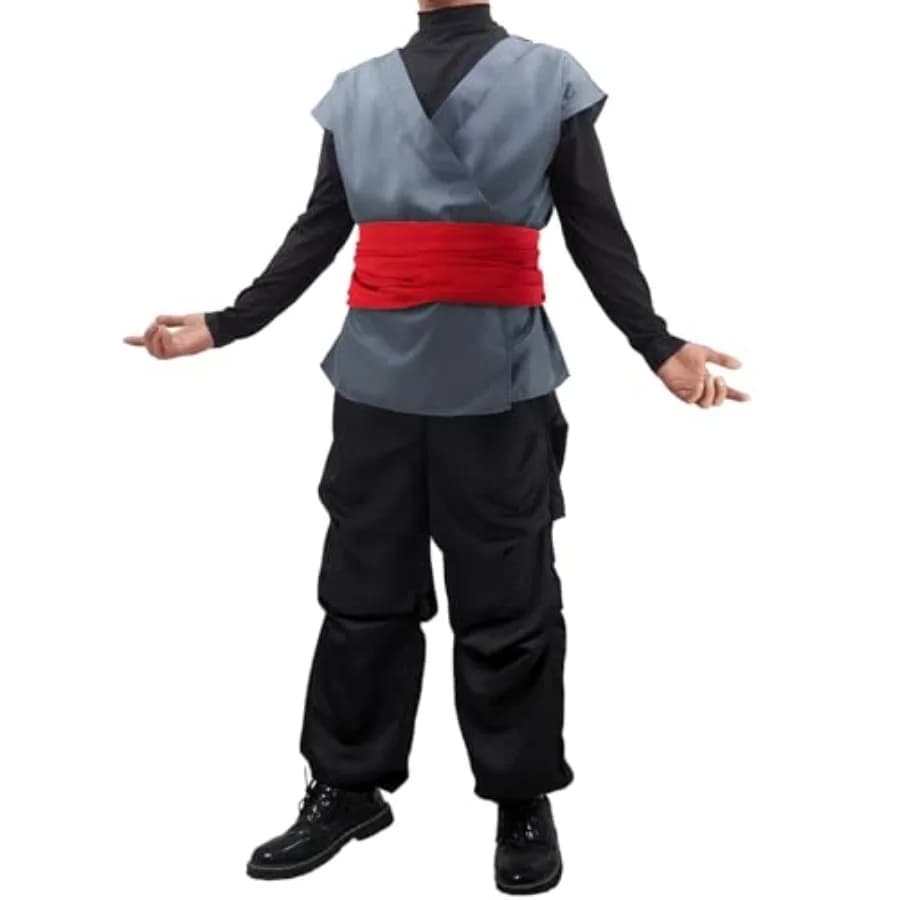 Set di costumi cosplay Anime Kung Fu, uniforme nera e grigia con cintura rossa, completo per Halloween