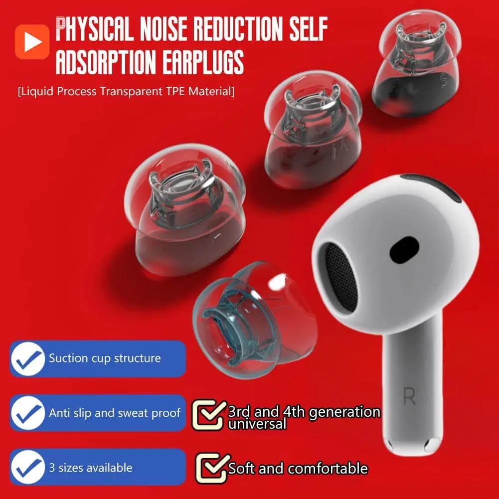 Silicone antiscivolo per Apple AirPods 4 Ear Tip Cuffie con cancellazione fisica del rumore Coperture Auricolari di ricambio