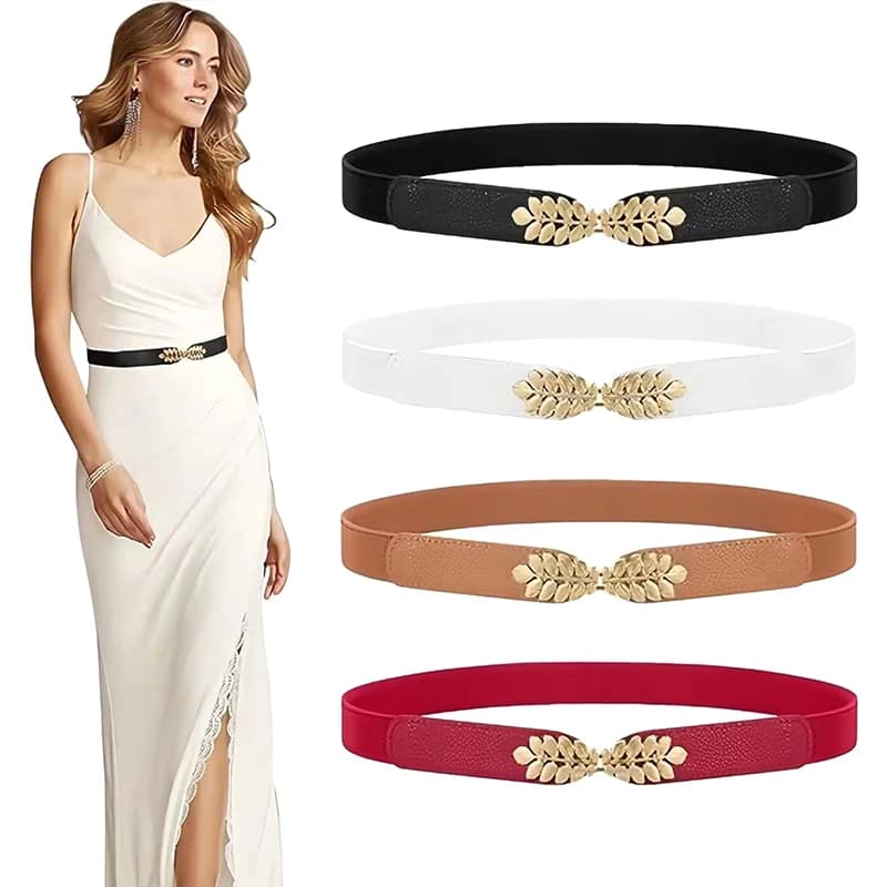 Z. 1 Pezzo Cintura Elastica Sottile in PU Nera e Bianca per Abiti, Accessorio Moda Versatile per Donna