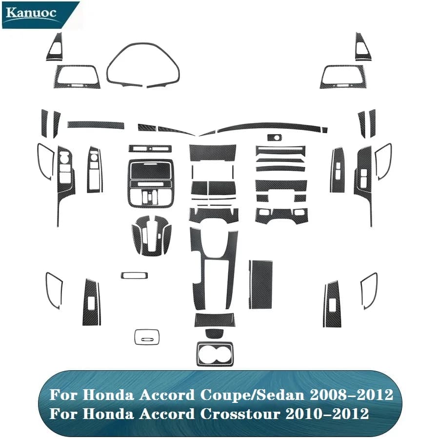 Per Honda Accord Coupe/Sedan 2008-2012 In Fibra di Carbonio Nero Adesivi Per Honda Accord Crosstour 2010-2012 Accessori Per Interni Auto