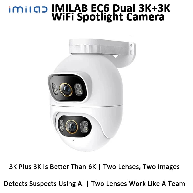 IMILAB EC6 Dual 3K + 3K WiFi Sicurezza domestica 360 Copertura di sorveglianza Telecamera esterna Registrazione Telecamera con faretto attivato dal movimento