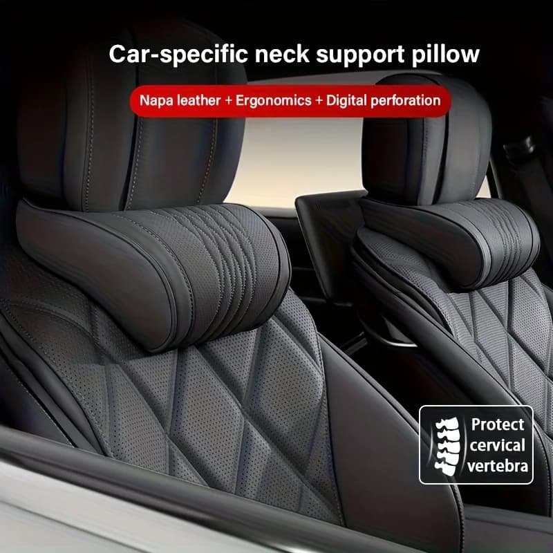 Cuscino di supporto lombare per sedile auto in pelle Nappa, cuscino ergonomico per la schiena, accessori per il comfort, poggiatesta e supporto per il collo, per interni auto