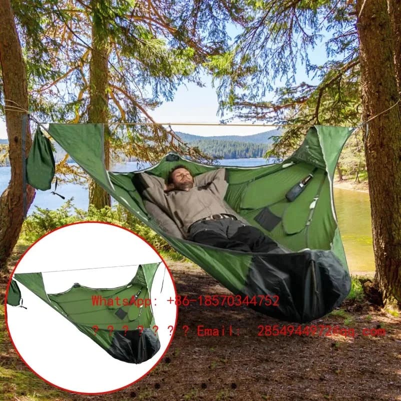 Amaca da Giardino, Altalena da Esterno, Amaca da Campsite, Sacco a Pelo da Sopravvivenza con Zanzariera Anti-Insetti, Amache Portatili