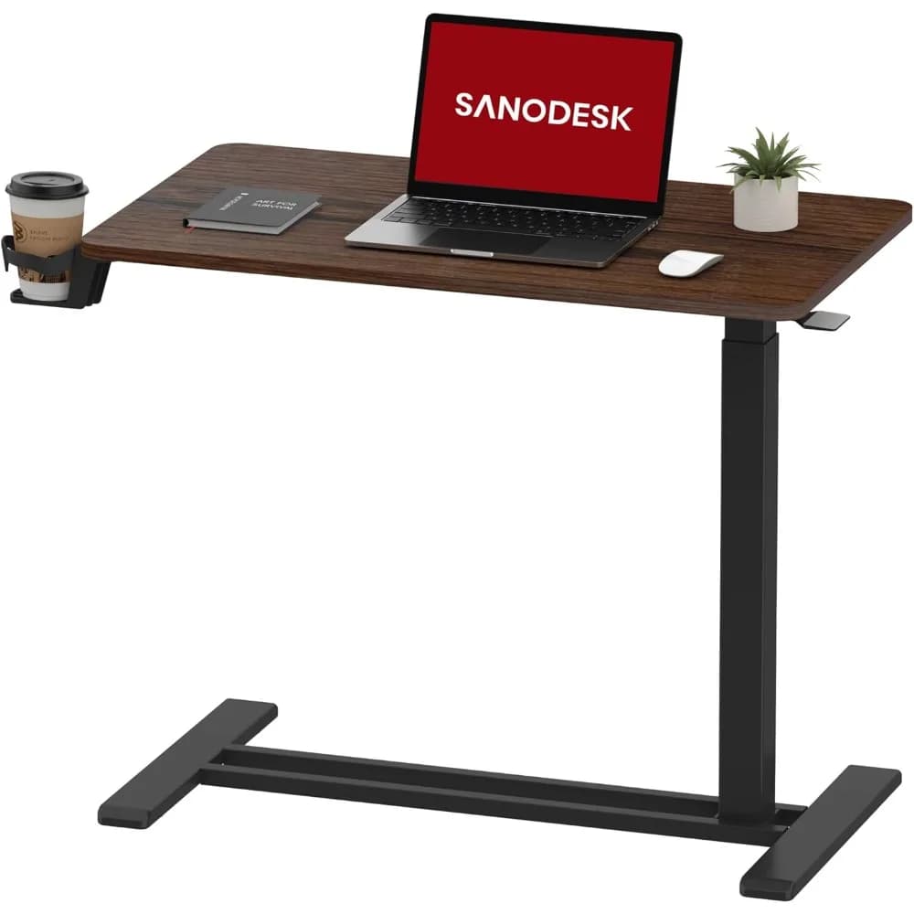 Scrivania mobile in piedi con ruote nascoste, scrivania pneumatica per laptop Carrello per computer con rotelle Piccolo supporto mobile regolabile in altezza D