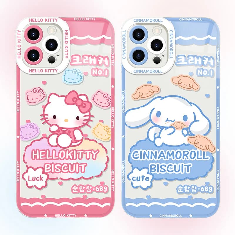 Custodia per telefono in silicone Sanrio Hello Kitty Cinnamoroll per iPhone 17 16 14 15 Pro Max Air 17E 13 12 11 ProMax Cover posteriore trasparente