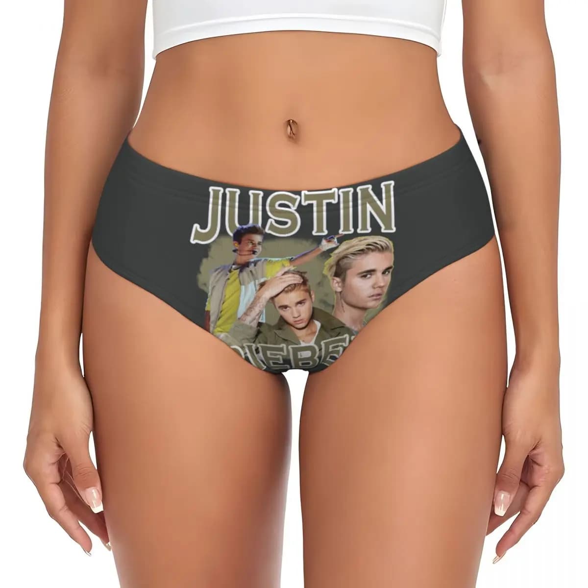 Mutandine Personalizzate da Donna Justin Bieber, Slip Traspiranti da Cantante Musicale, Biancheria Intima Femminile