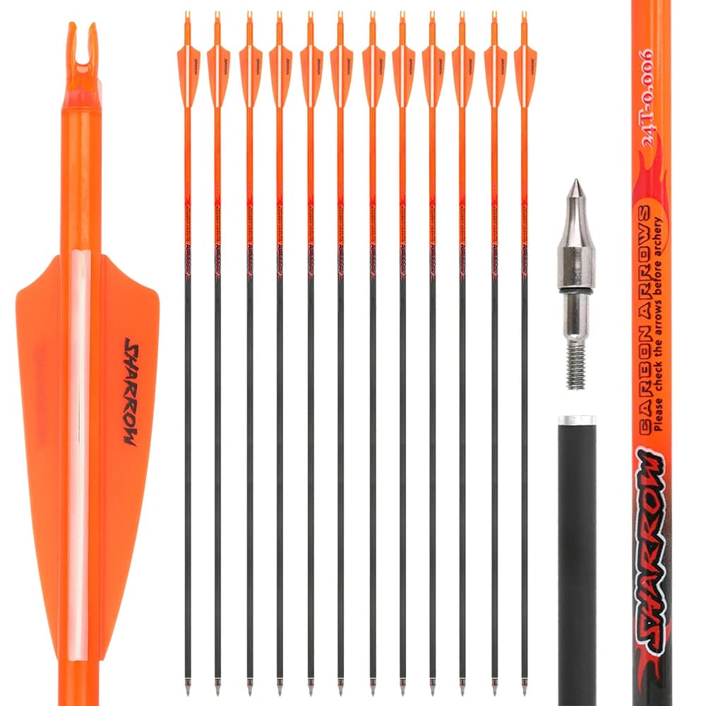 6/12 pezzi 33,5 pollici freccia in carbonio puro ID6.2mm freccia albero colonna vertebrale 300 palette di gomma arco ricurvo arco composto tiro al bersaglio da caccia