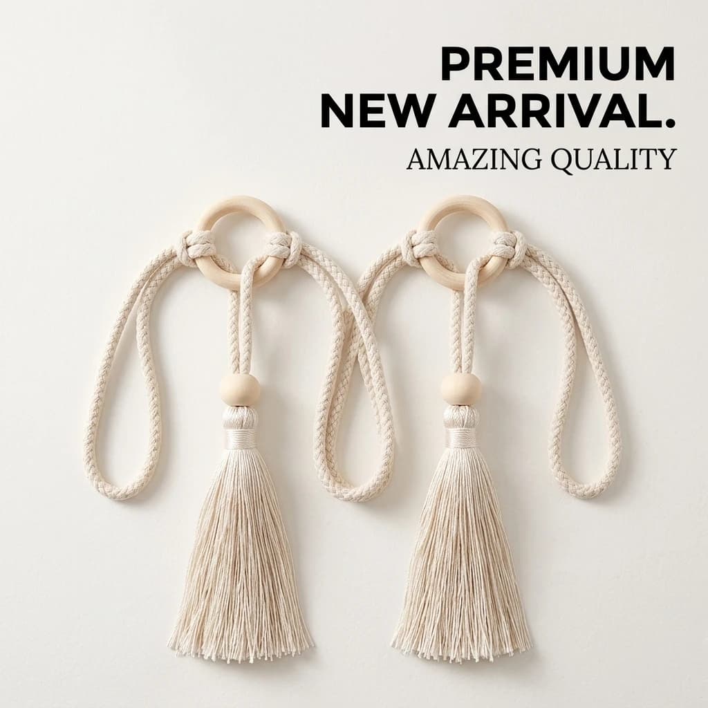 Curtain Tiebacks 1 Pair Modern Light Luxury Tassel Braided Rope Fabric Drapery Holdbacks for Home Decoration
