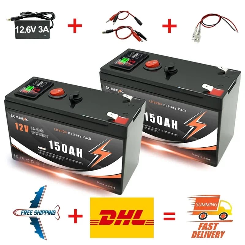 Batteria al litio 12V LiFePO4 150Ah 4000+ cicli profondi, per giocattoli Power Wheels, scooter, radio, UPS, localizzatore di pesci kayak, pannello solare
