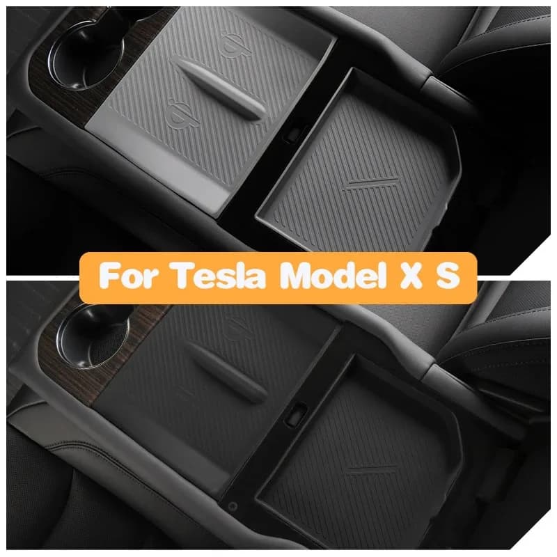 Cuscinetto in Silicone per Vano Portaoggetti Centrale Tesla Model X S, Impermeabile, Porta Fazzoletti, Accessori Interni Auto 2023