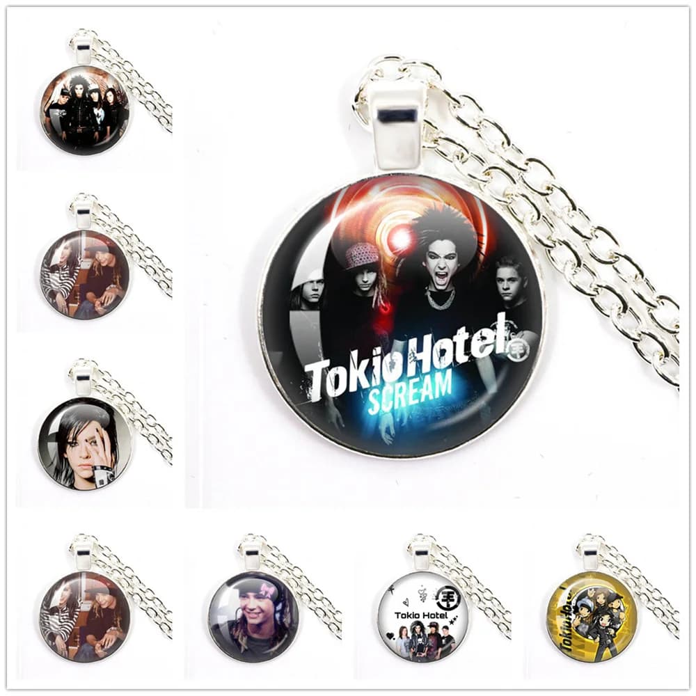 Nuovo Pop Retro Rock Band Tokio Hotel Bill Kaulitz Band Hot Music Songer Immagine Collana con ciondolo in vetro Gioielli Feste di fascino