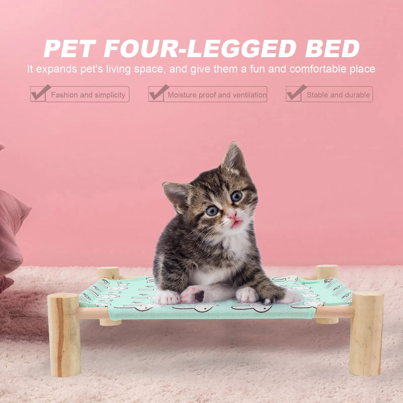 Amaca per gatti in legno massello naturale, traspirante, staccabile, cuccia per gatti, cani e piccoli animali domestici, nido per dormire da interno, accessori per animali domestici (1 pezzo)