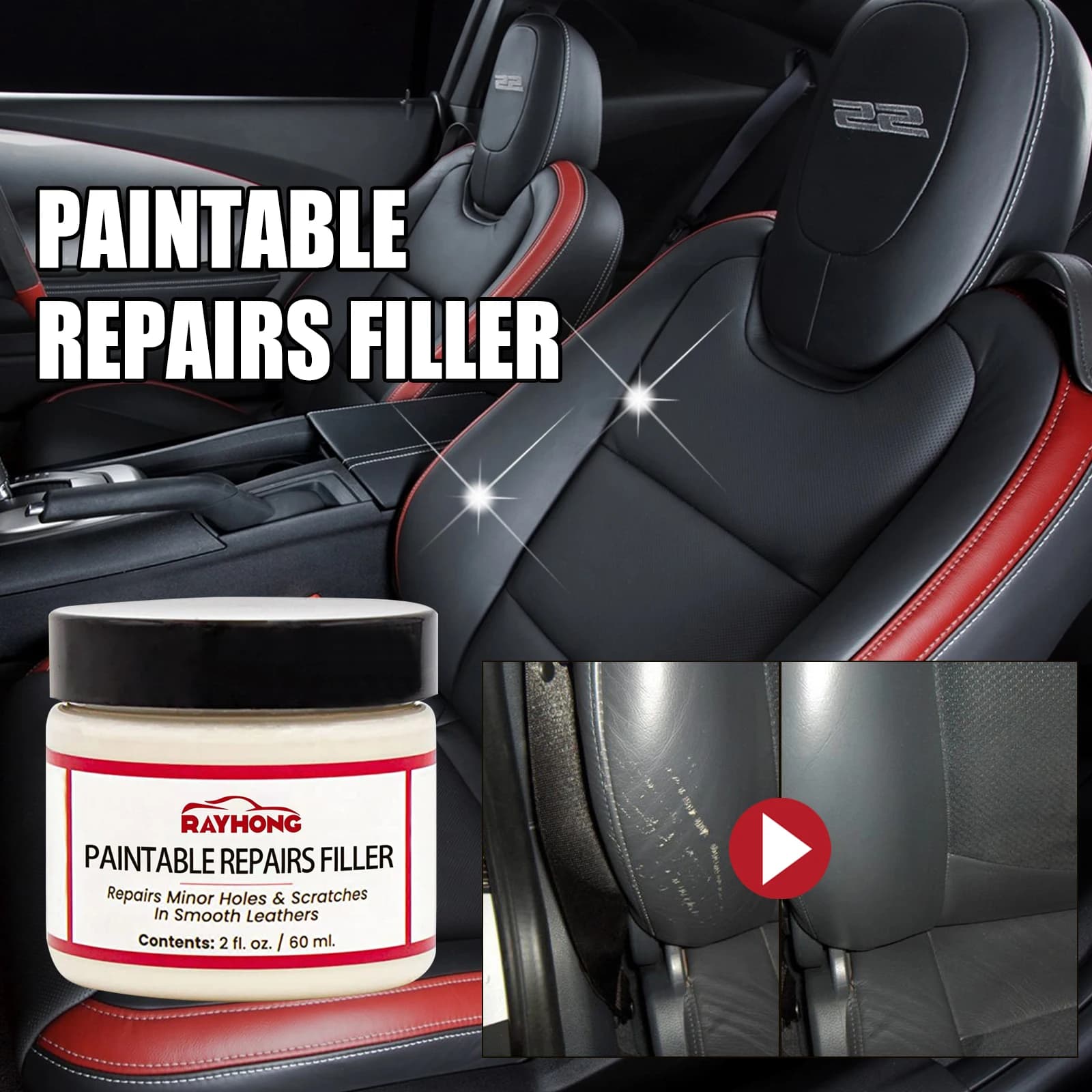 Gel repair agent for auto leather seat repair complementary leather repair colored scratch cream cracks for auto skin repair