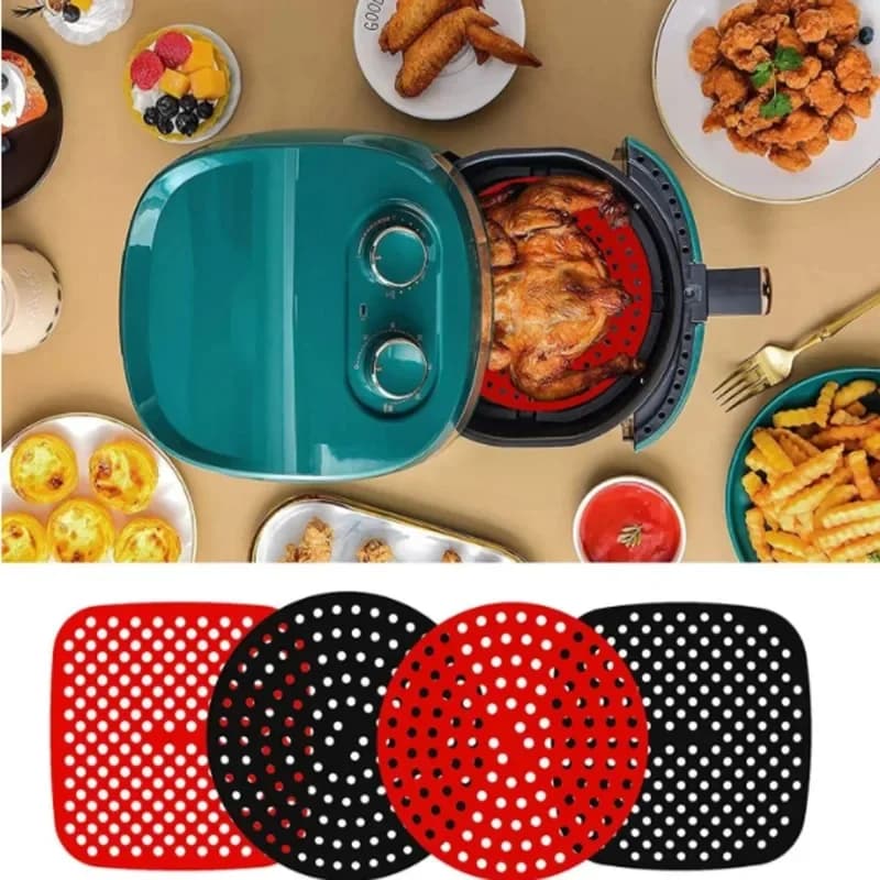 Fodera per friggitrice ad aria tappetino rotondo antiscivolo in Silicone riutilizzabile per uso alimentare cestello per cottura a vapore antiaderente cottura a vapore cucina