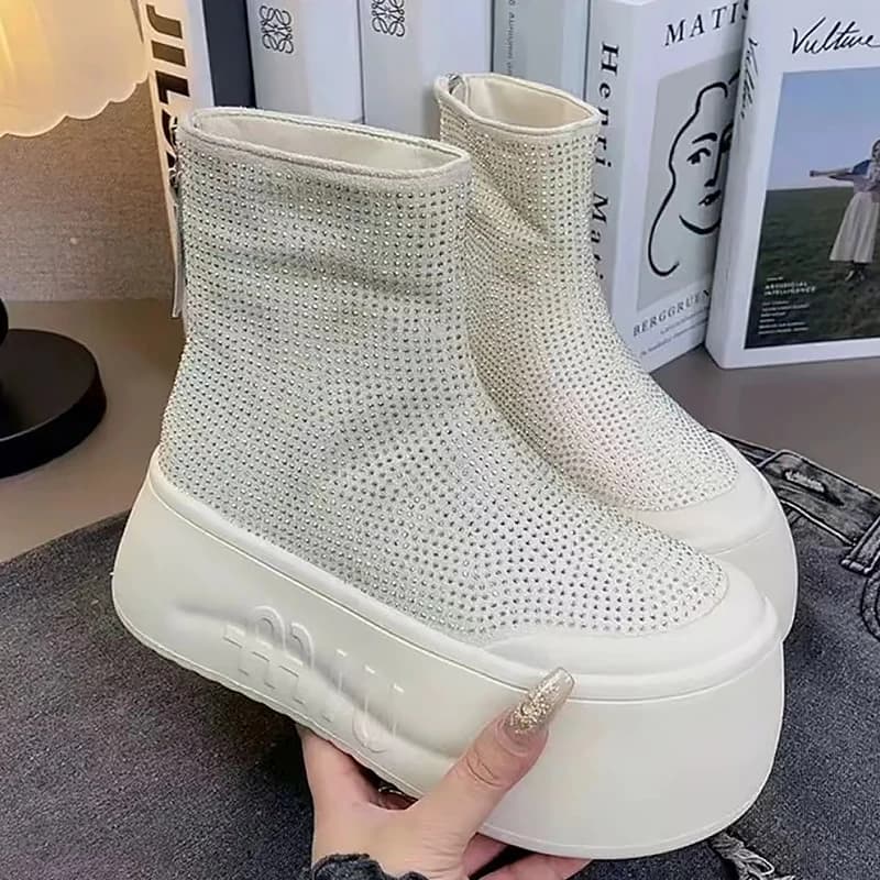 Stivaletti da donna con strass di lusso Piattaforma di moda Peluche Mantieni caldi Stivali invernali da donna Stivali comfort leggeri in EVA 2025 Donna