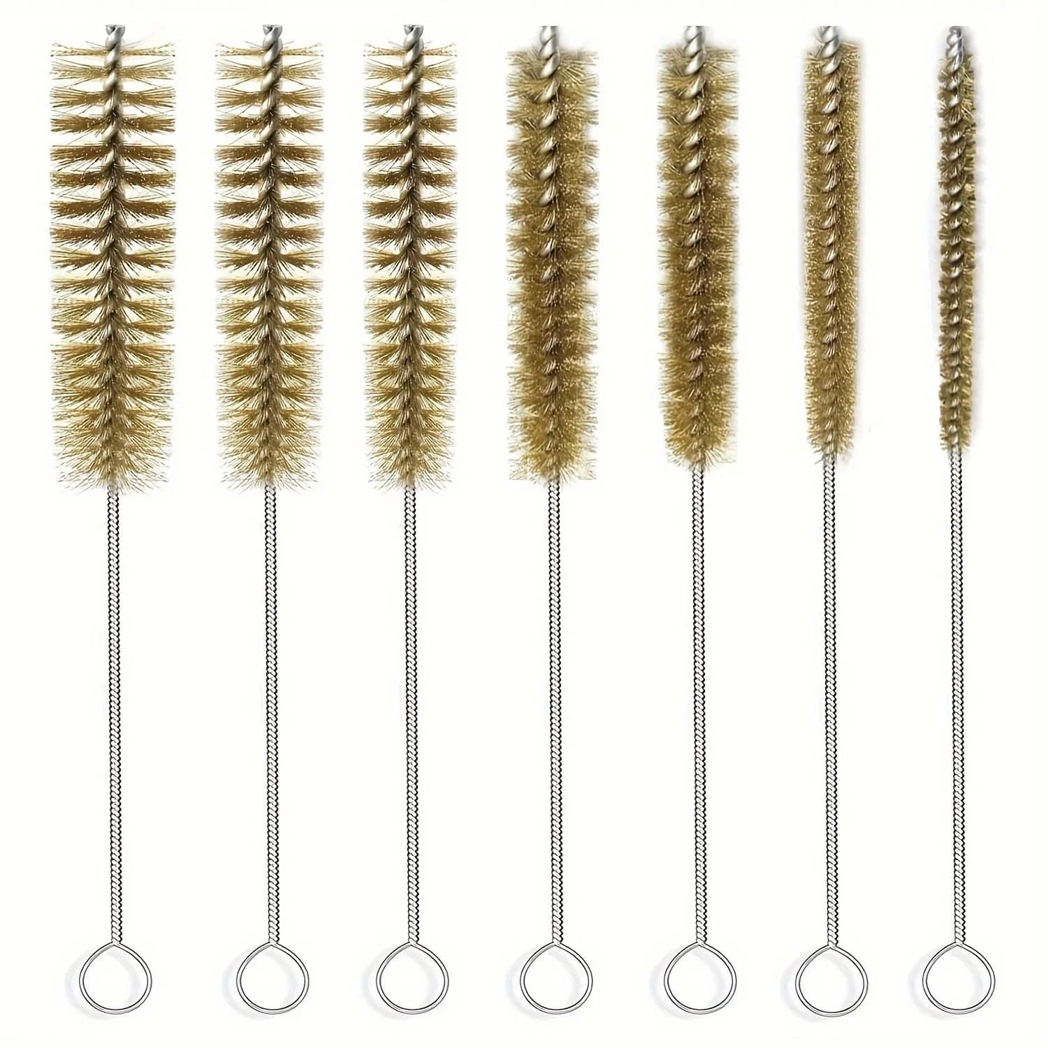 Set di 7 Spazzole in Filo di Ottone Premium, Spazzole Lunghe 11 Pollici per Pulizia Efficace di Tubi, Bottiglie e Vetro