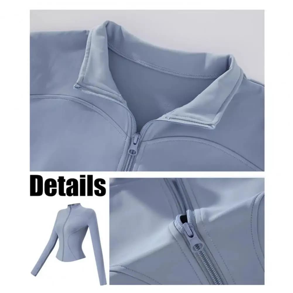 Yoga Clothes Thumb Hole Sleeves Yoga Top Women Long Sleeve Workout Tops Quick Dry Full Zip Crop Jackets Athletic for Running