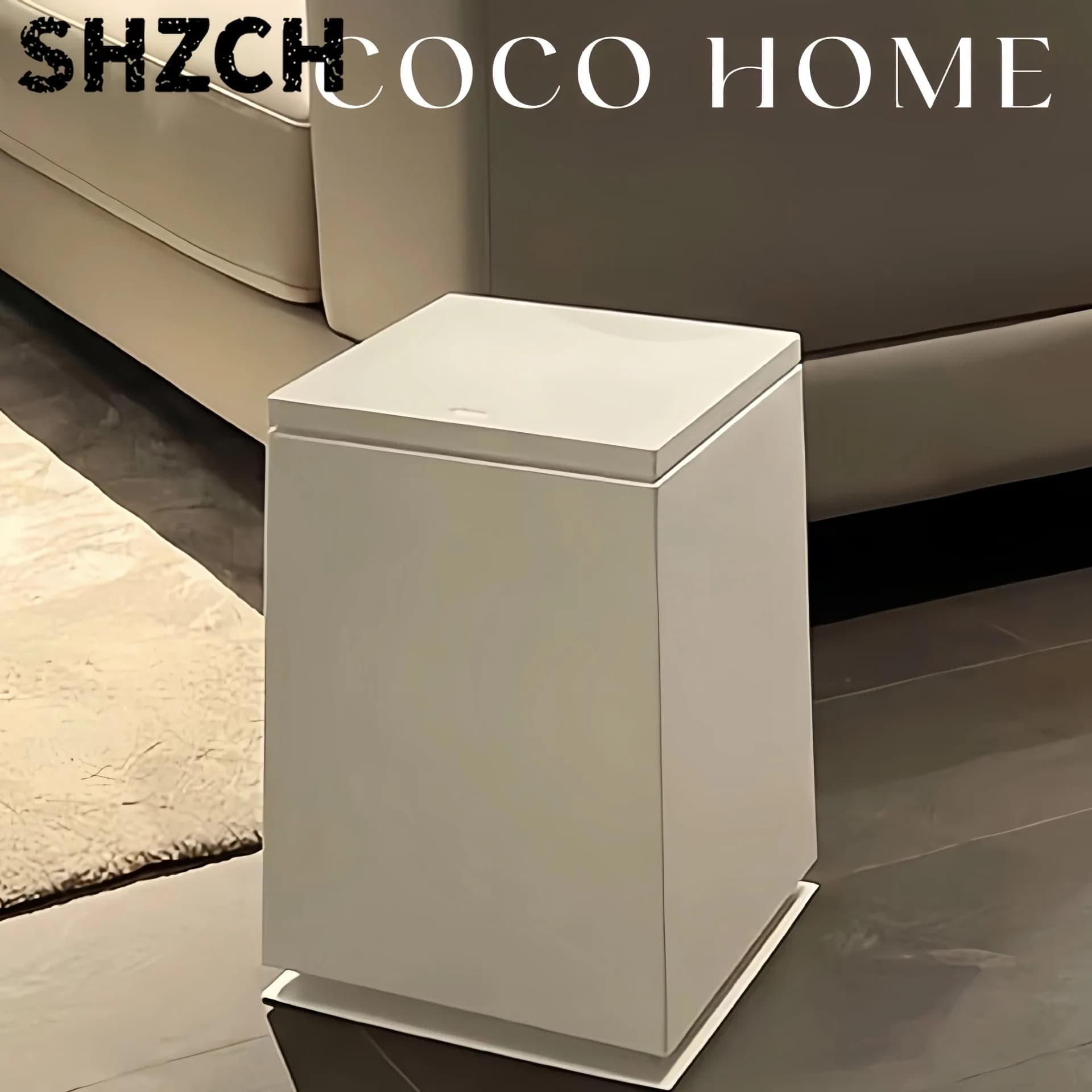 Luxury Square Trash Bin with Press-Open Lid - Large Capacity Double-Layer Waste Basket for Living Room