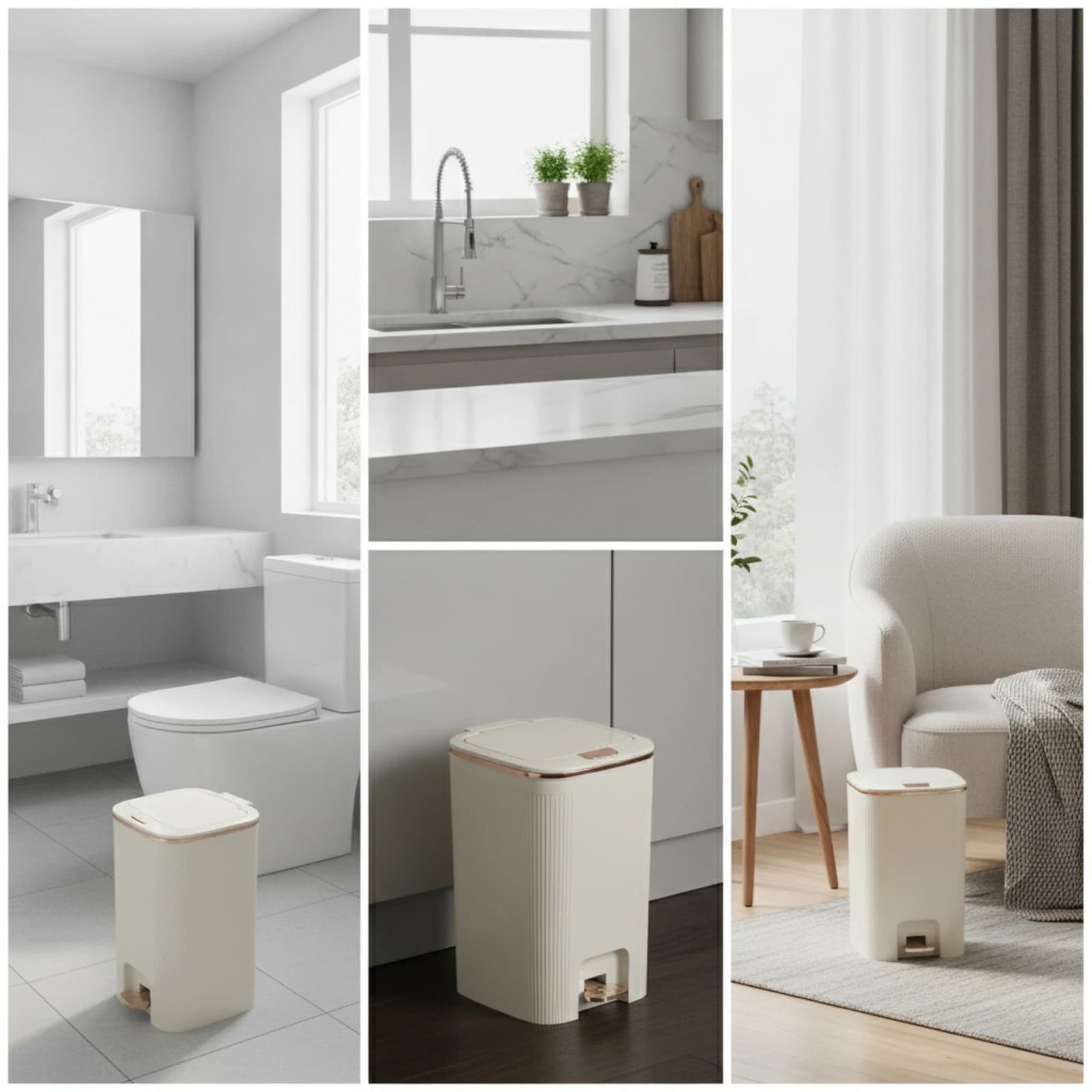 Trash Can with Foot Pedal Odor-Controlling Step Trash Can Pedal Bin Easy to Clean Wastebasket Modern for Bathroom, Bedroom