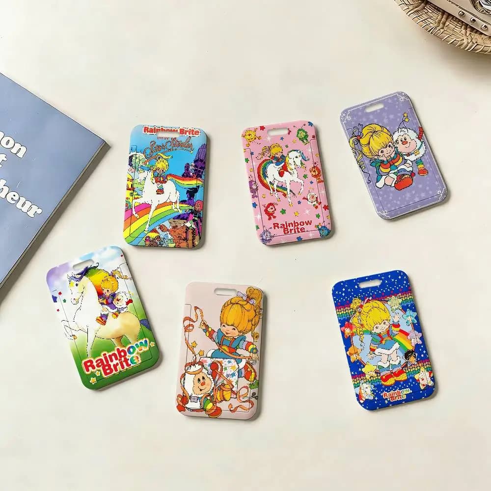 Porta Badge con Cordino a Tema Cartone Animato R-Rainbow B-Brite, Porta Tessere Studenti per Campus, Cinghie da Collo per Regalo