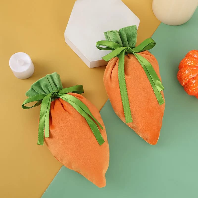 Sacchetti Pasquali a Forma di Carota e Coniglio, Graziose Buste Regalo in Velluto per San Valentino, Sacchetti per Cioccolatini e Caramelle, Organizzatore per Gioielli per Matrimoni e Feste